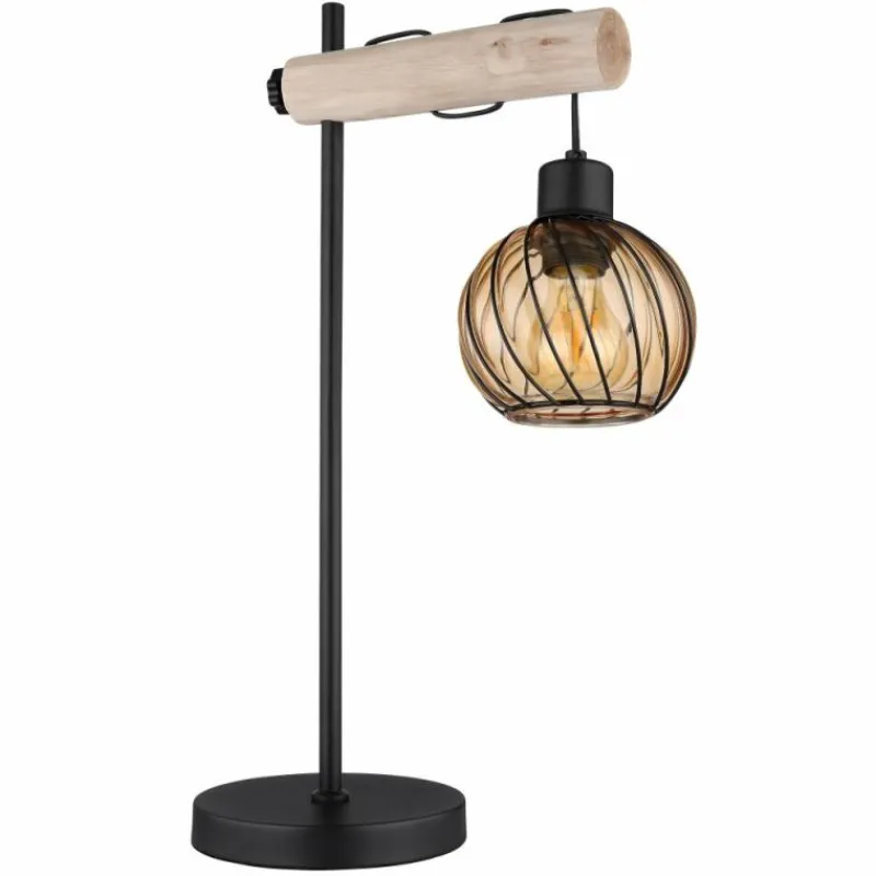 Lampes En Bois-Luminaires Globo Lighting Lampe de table Globo PAULO Écru, Noir, 1 lumière