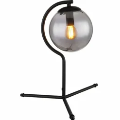 Suspension Verre Fumé-Luminaires Globo Lighting Lampe de table Globo PORRY Noir, 1 lumière