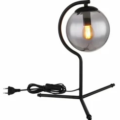 Suspension Verre Fumé-Luminaires Globo Lighting Lampe de table Globo PORRY Noir, 1 lumière
