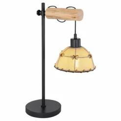 Lampes En Tissu-Luminaires Globo Lighting Lampe de table Globo REX Bois clair, Noir, 1 lumière
