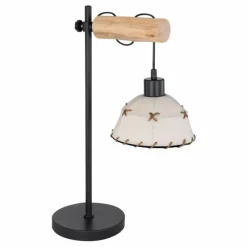 Lampes En Tissu-Luminaires Globo Lighting Lampe de table Globo REX Bois clair, Noir, 1 lumière