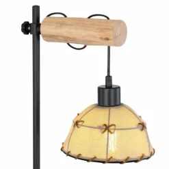 Lampes En Tissu-Luminaires Globo Lighting Lampe de table Globo REX Bois clair, Noir, 1 lumière