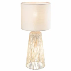 Lampes En Tissu-Luminaires Globo Lighting Lampe de table Globo ROVALE Blanc, 1 lumière