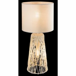 Lampes En Tissu-Luminaires Globo Lighting Lampe de table Globo ROVALE Blanc, 1 lumière