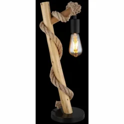 Lampes En Bois-Luminaires Globo Lighting Lampe de table Globo ULLEU Écru, Noir, 1 lumière