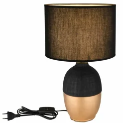 Lampes En Tissu-Luminaires Globo Lighting Lampe de table Globo VALENTINO Or, Noir, 1 lumière