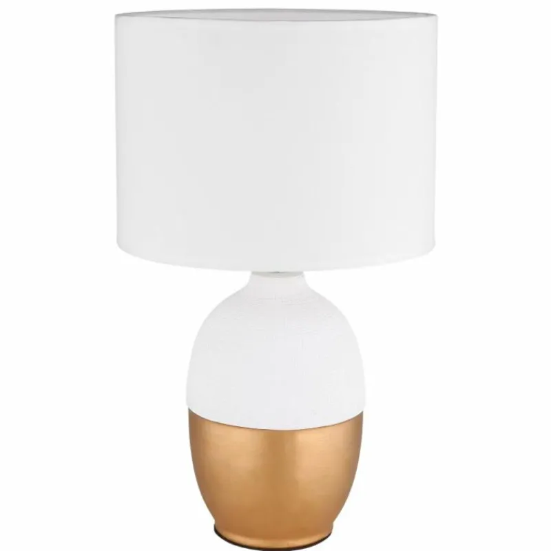 Lampes En Tissu-Luminaires Globo Lighting Lampe de table Globo VALENTINO Or, Blanc, 1 lumière
