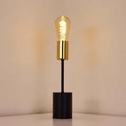 Luminaires Rustiques-hofstein Lampe de table Gnarp Or, Noir, 1 lumière