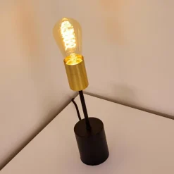 Luminaires Rustiques-hofstein Lampe de table Gnarp Or, Noir, 1 lumière