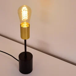 Luminaires Rustiques-hofstein Lampe de table Gnarp Or, Noir, 1 lumière