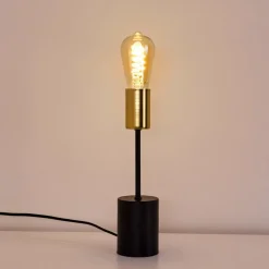 Luminaires Rustiques-hofstein Lampe de table Gnarp Or, Noir, 1 lumière