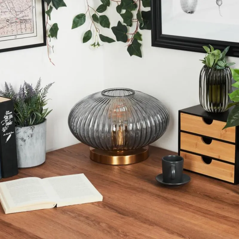 Suspension Verre Fumé-hofstein Lampe de table Goldenville Laiton, 1 lumière