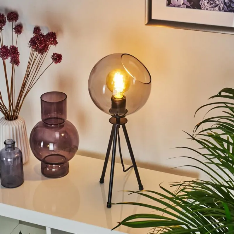 Suspension Verre Fumé-hofstein Lampe de table Gondar Noir, 1 lumière