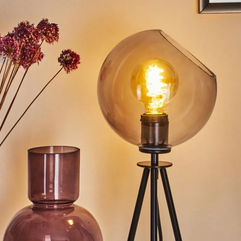 Suspension Verre Fumé-hofstein Lampe de table Gondar Noir, 1 lumière