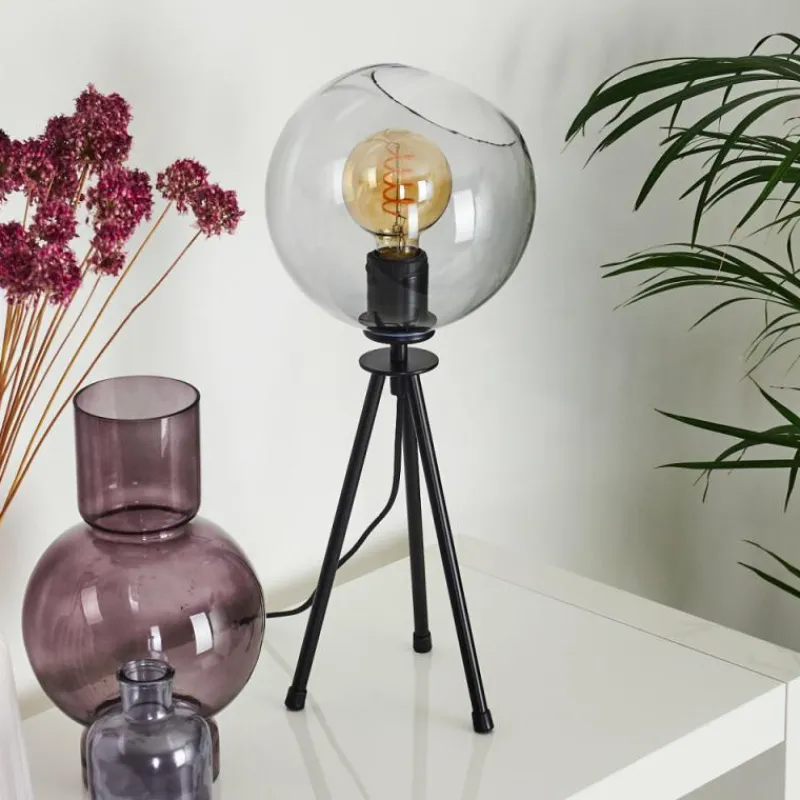 Suspension Verre Fumé-hofstein Lampe de table Gondar Noir, 1 lumière