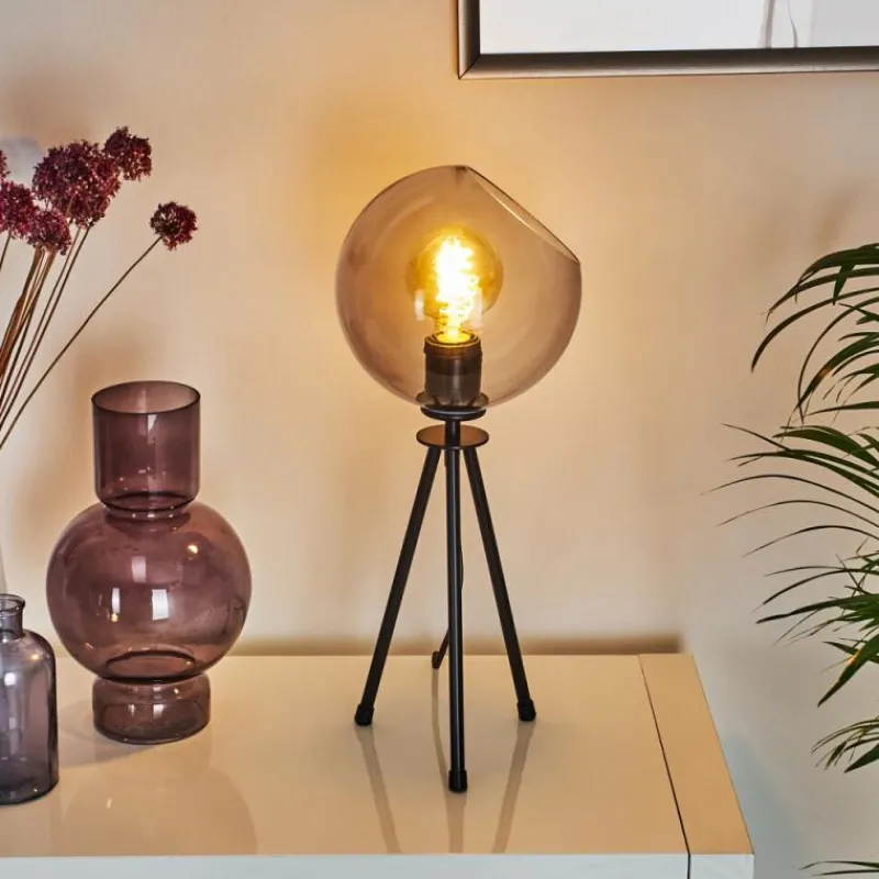 Suspension Verre Fumé-hofstein Lampe de table Gondar Noir, 1 lumière