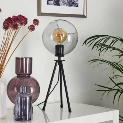 Suspension Verre Fumé-hofstein Lampe de table Gondar Noir, 1 lumière