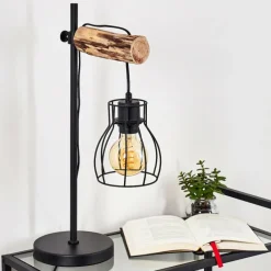 Luminaires Scandinaves-hofstein Lampe de table Gondo Bois clair, Noir, 1 lumière