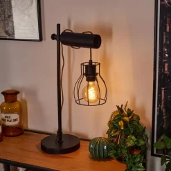 Lampes Industrielles-hofstein Lampe de table Gondo Brun, Noir, 1 lumière