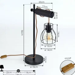 Lampes Industrielles-hofstein Lampe de table Gondo Brun, Noir, 1 lumière