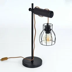 Lampes Industrielles-hofstein Lampe de table Gondo Brun, Noir, 1 lumière