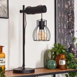 Lampes Industrielles-hofstein Lampe de table Gondo Brun, Noir, 1 lumière
