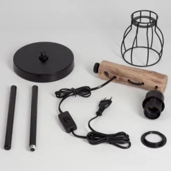 Style Boho-Chic-hofstein Lampe de table Gondo Écru, Noir, 1 lumière