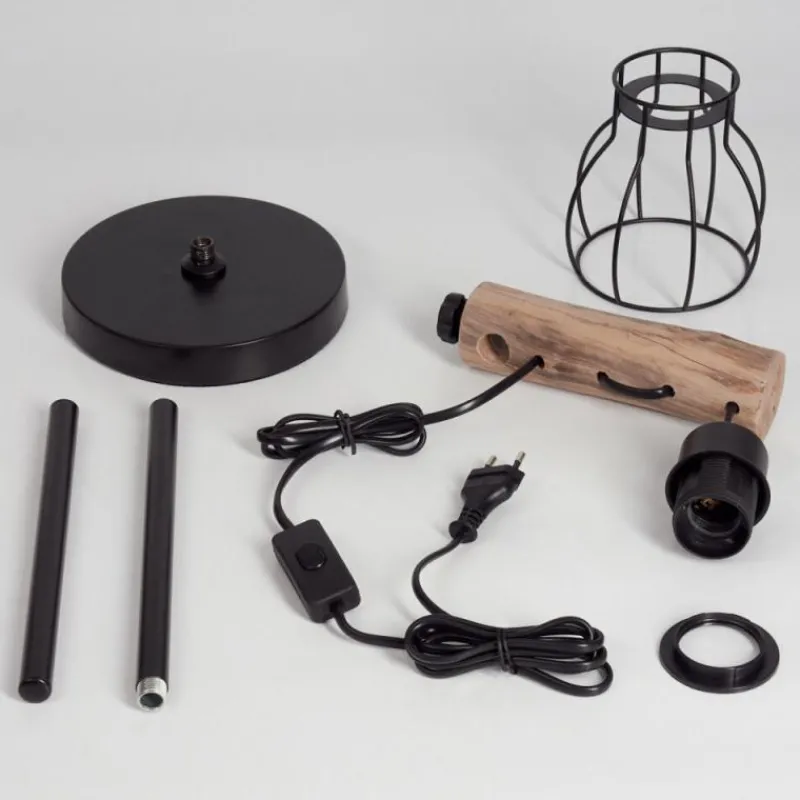 Style Boho-Chic-hofstein Lampe de table Gondo Écru, Noir, 1 lumière