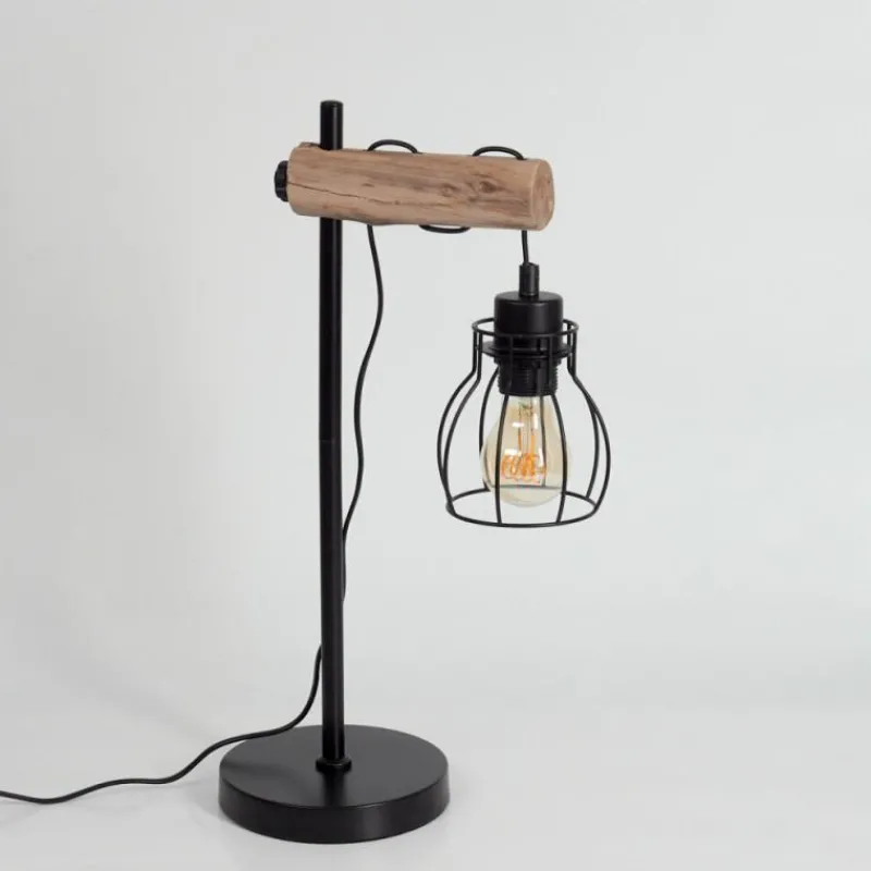 Style Boho-Chic-hofstein Lampe de table Gondo Écru, Noir, 1 lumière