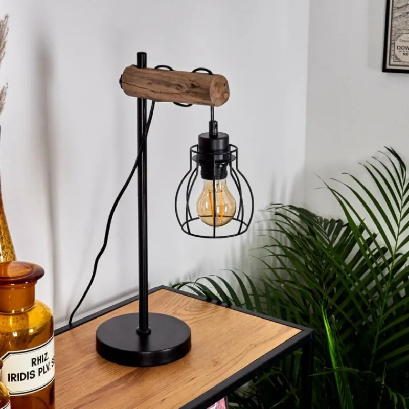 Style Boho-Chic-hofstein Lampe de table Gondo Écru, Noir, 1 lumière