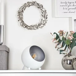 hofstein Lampe de table Hajo Argenté, Blanc, 1 lumière* Lampes À Poser