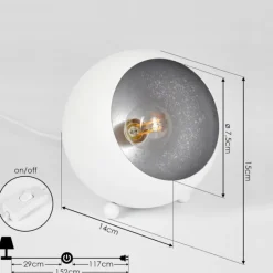 hofstein Lampe de table Hajo Argenté, Blanc, 1 lumière* Lampes À Poser