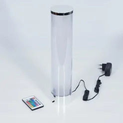 hofstein Lampe de table Hatara LED Chrome, 1 lumière, Télécommandes, Changeur de couleurs