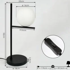 hofstein Lampe de table Hogatza Noir, 1 lumière