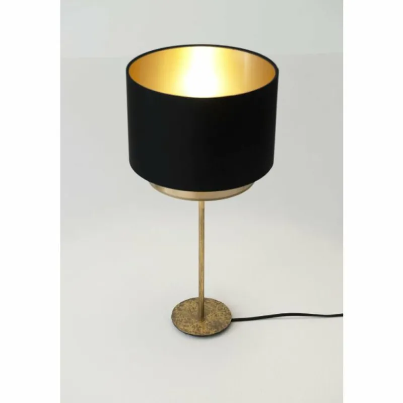 Lampes En Tissu-Luminaires Holländer Lampe de table Holländer MATTIA RUND Or, 1 lumière