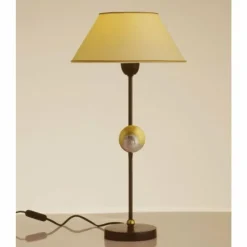 Lampes En Tissu-Luminaires Holländer Lampe de table Holländer SNAIL THREE Brun doré, Blanc, 1 lumière