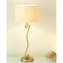 Lampes En Tissu-Luminaires Holländer Lampe de table Holländer TROFEO Or, Blanc, 1 lumière