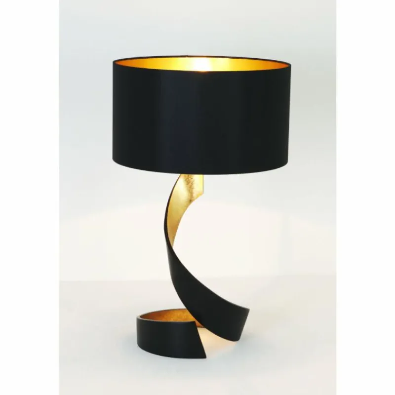 Lampes En Tissu-Luminaires Holländer Lampe de table Holländer VORTICE Noir doré, 1 lumière