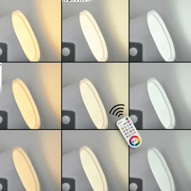 Idual Lampe de table Lilac LED Argenté, 1 lumière, Télécommandes, Changeur de couleurs