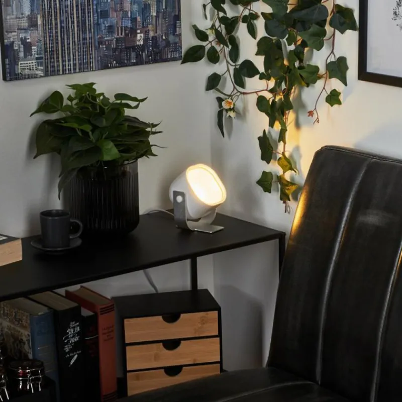 Idual Lampe de table Lilac LED Argenté, 1 lumière, Télécommandes, Changeur de couleurs