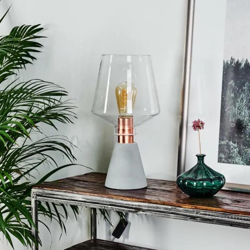 hofstein Lampe de table Jaen Gris, Cuivre, 1 lumière