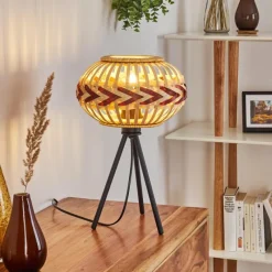 Style Boho-Chic-hofstein Lampe de table Jaurama Noir, 1 lumière