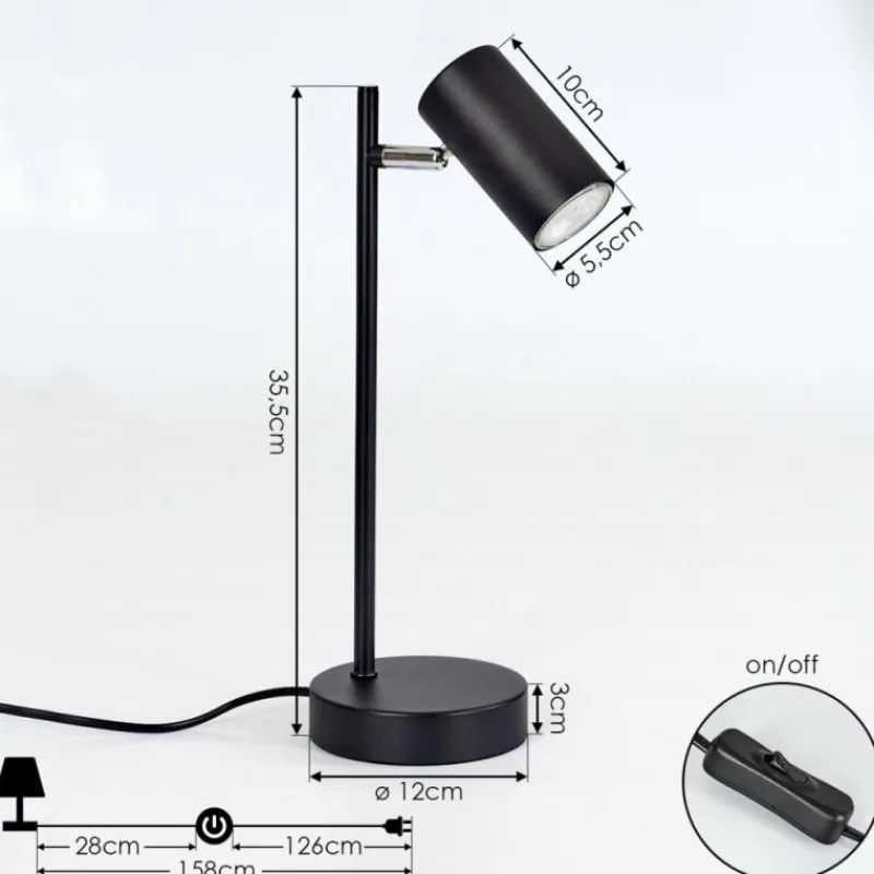 Luminaires Scandinaves-hofstein Lampe de table Javel Chrome, Noir, 1 lumière