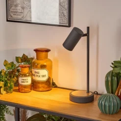 Luminaires Scandinaves-hofstein Lampe de table Javel Gris, Couleur bois, Noir, 1 lumière