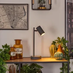 Luminaires Scandinaves-hofstein Lampe de table Javel Gris, Couleur bois, Noir, 1 lumière