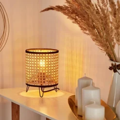 Style Boho-Chic-hofstein Lampe de table Jonas Noir, 1 lumière