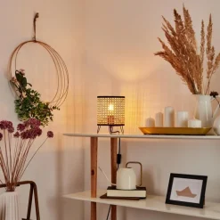 Style Boho-Chic-hofstein Lampe de table Jonas Noir, 1 lumière