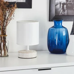 Lampes En Tissu-hofstein Lampe de table Kigombo Crème, Blanc, 1 lumière