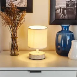 Lampes En Tissu-hofstein Lampe de table Kigombo Crème, Blanc, 1 lumière