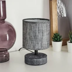 Lampes En Tissu-hofstein Lampe de table Kigombo Gris, Noir, 1 lumière